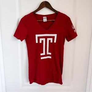 Temple University Victoria’s Secret PINK V-Neck Sequin Short Sleeve Tee